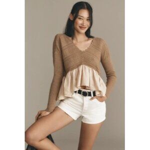 NWT Anthropologie Sweater Peplum Blouse S